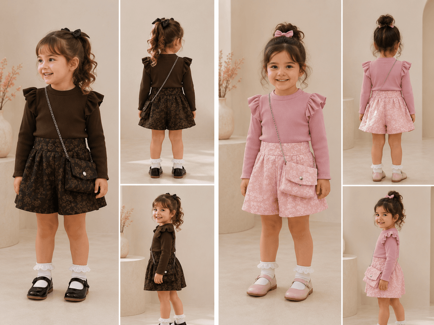 Ensemble Lina avec haut et jupe fleurie pour bébé fille - VELMÉLIE